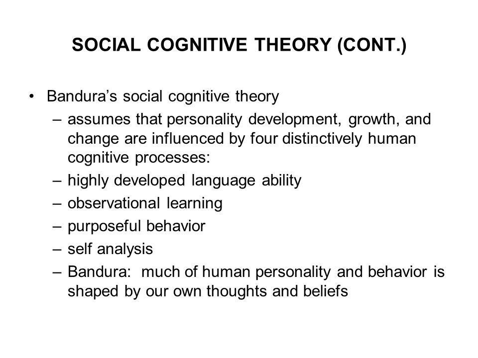 Social cognitive theory of personality new arrivals
